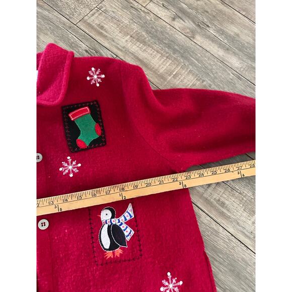 Alfred Dunner Women's Red Black Wool Ugly Christmas Cardigan Sweater Size Large - Picture 4 of 9